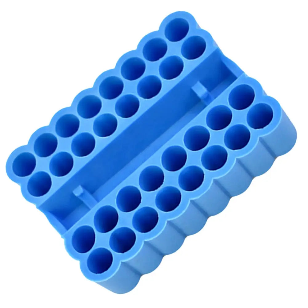Blue plastic 32-hole bit holder organizer for 6.35mm hex shank, 2-pack