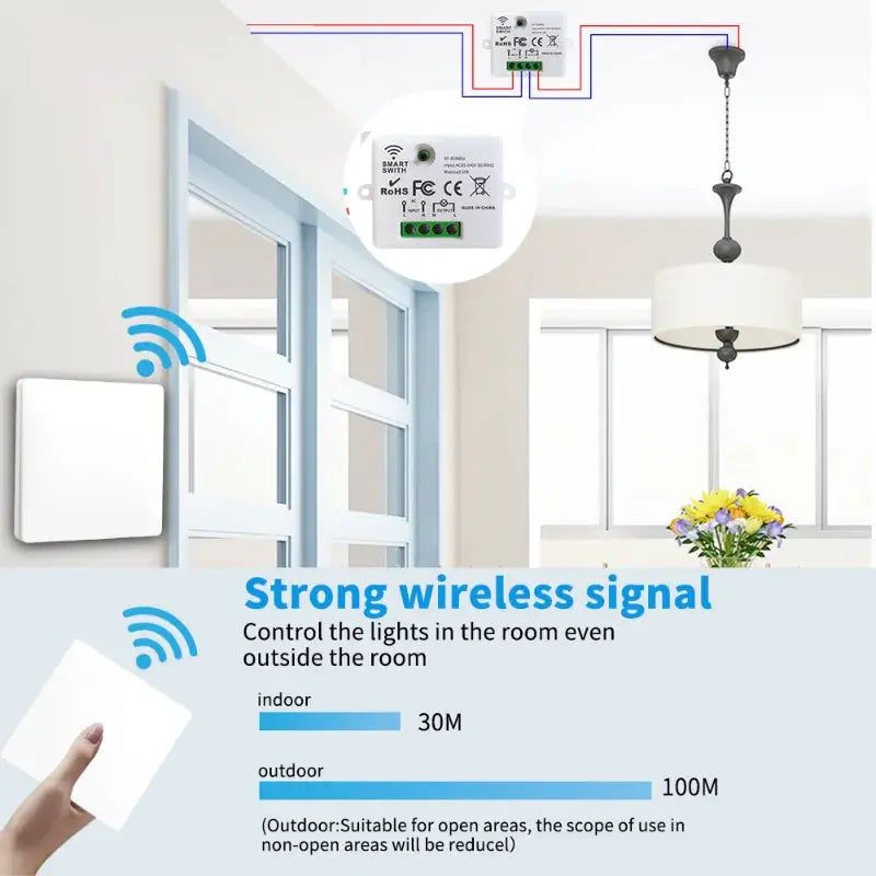 Wireless RF 433MHz Light Wall Switch Relay Receiver For LED Lamps 1 2 3 Gang Panel Remote Control 10A 110V 220V