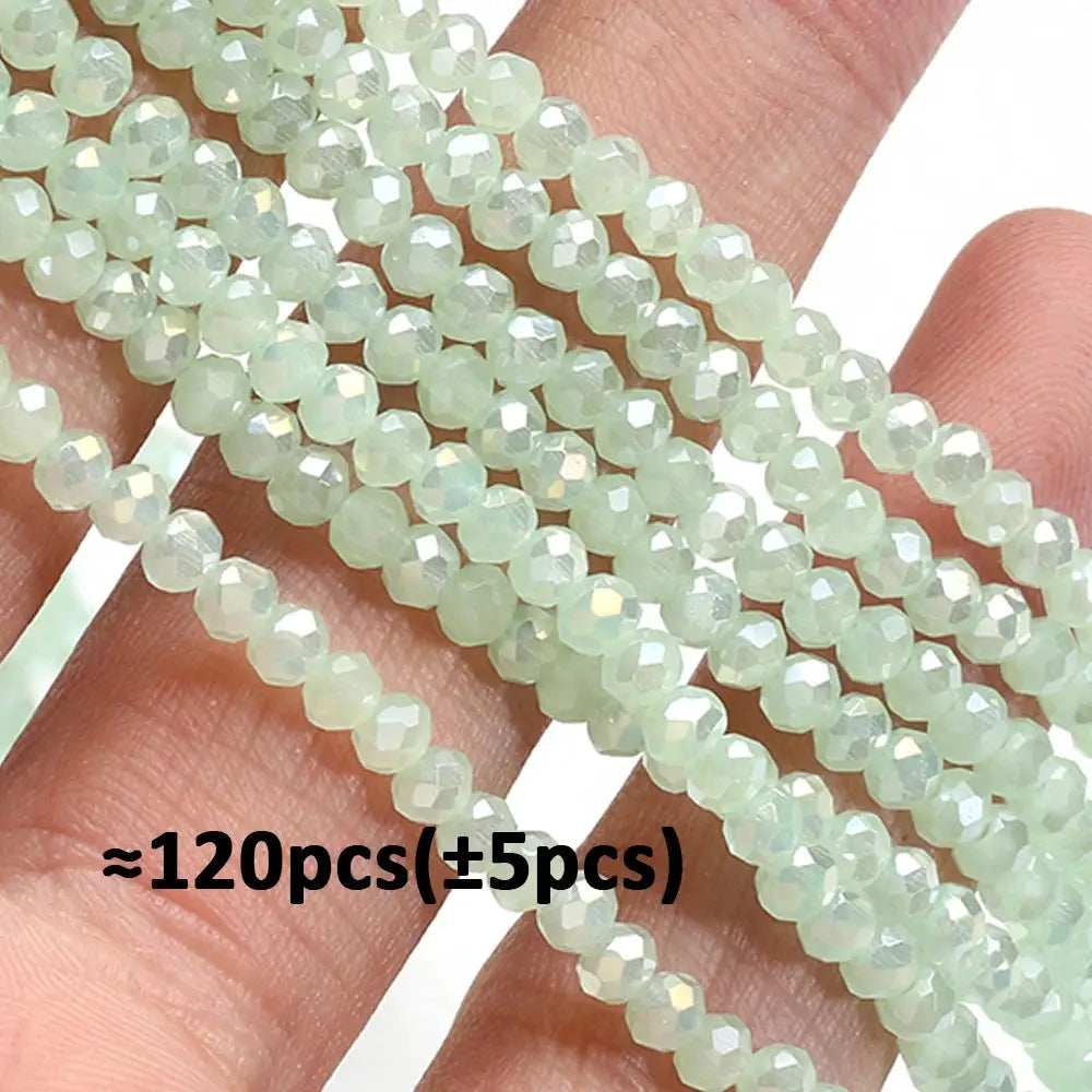 Crystal glass faceted rondelle beads, 4mm, mint green, pack of ~120 pcs