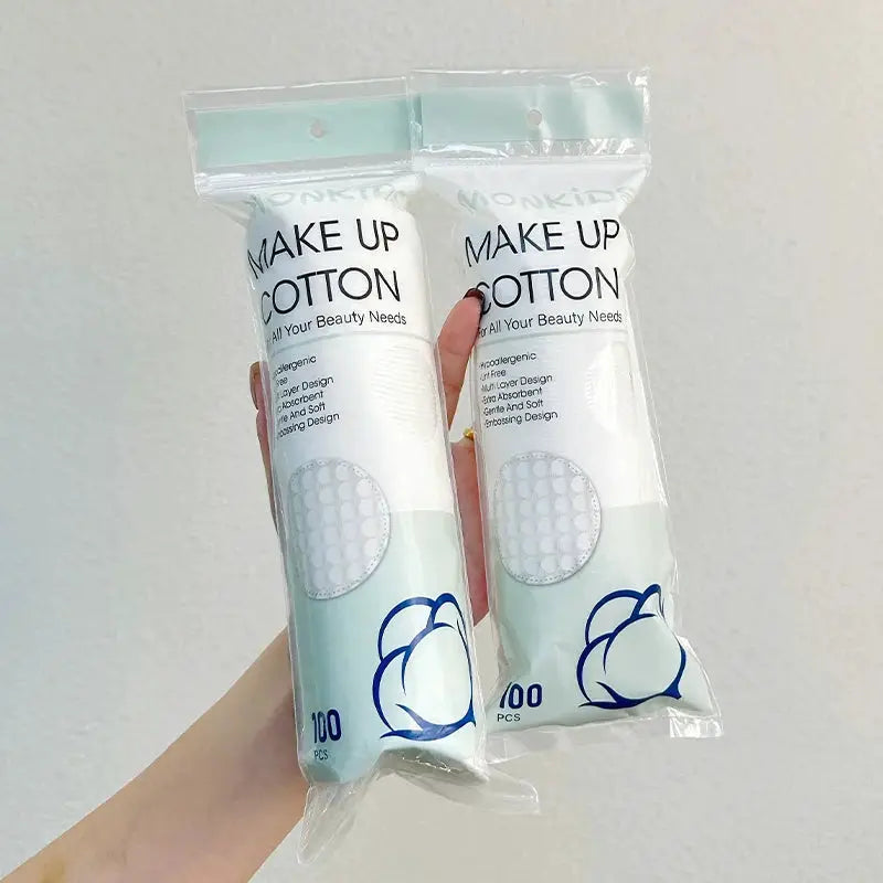 MonKids Soft Breathable Round Cotton Pads 100Pcs And 200Pcs Double Sided For Daily Facial Cleansing And Makeup Removal