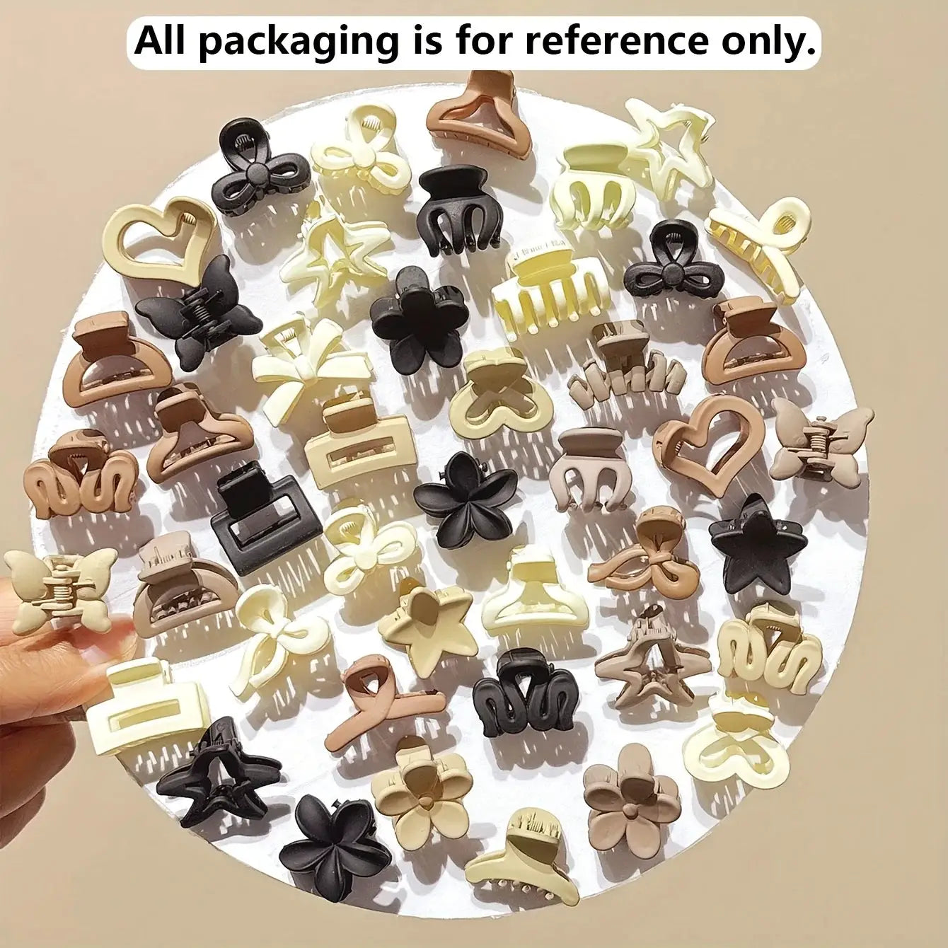 Beige Bloom Geometric Pattern Small Hair Clips Pack Lightweight Cute Girl Accessories For Everyday Use