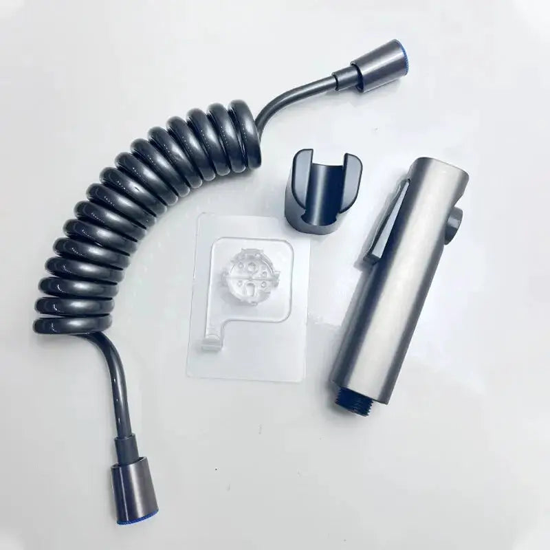 Baokemo toilet bidet sprayer set with ABS handheld unit, coiled hose, and wall-mount bracket (G1/2)