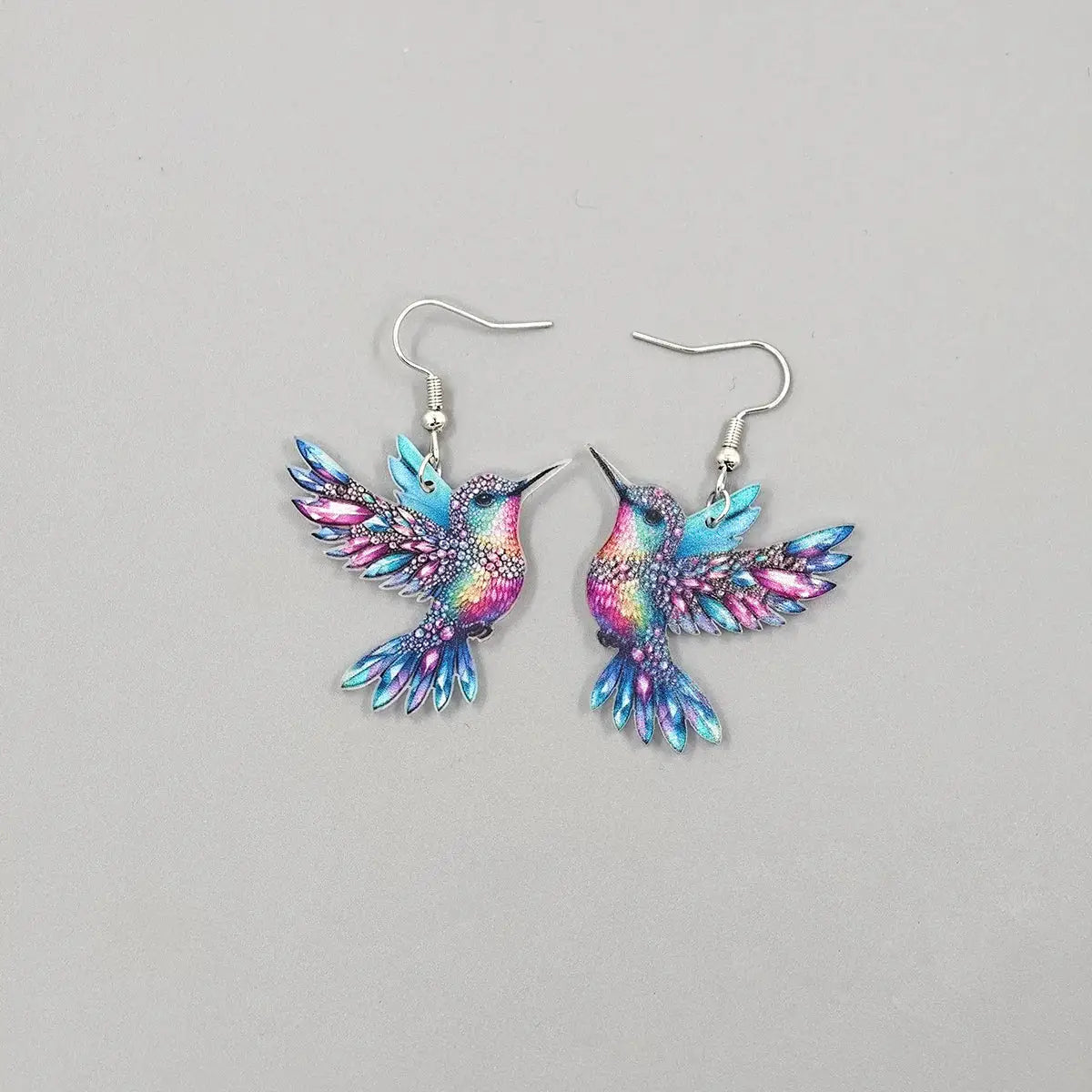 Cross Border Spring Festival Colorful Bird Acrylic Earrings Europe America 2024 Hot Selling Fashion Retro Jewelry