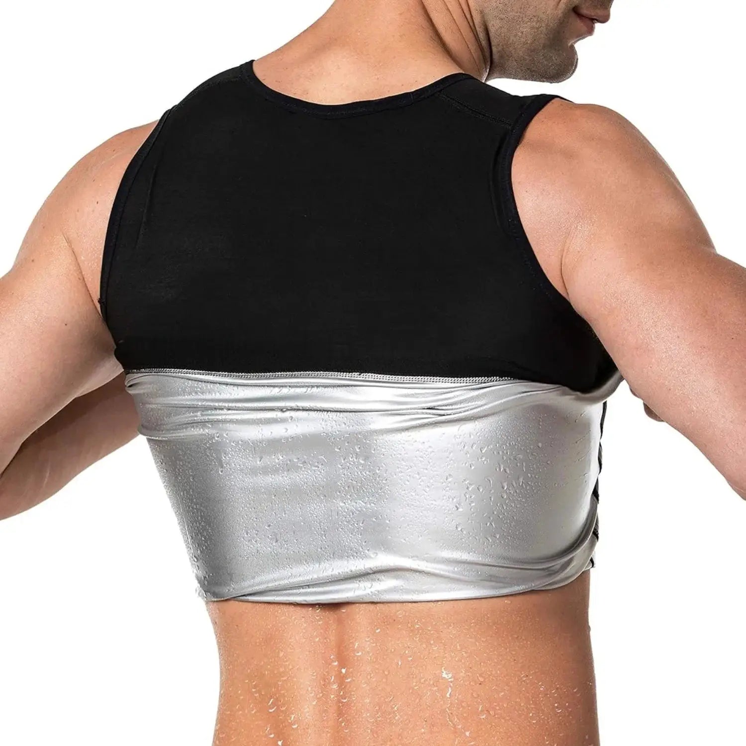 Men's Sauna Shirt Short Sleeve Sweat Vest Body Shaper For Gym Exercise And Workout Performance