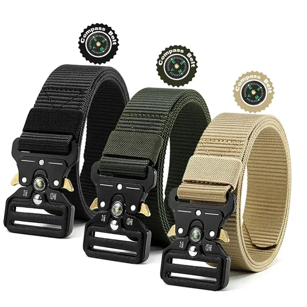 Unisex Outdoor Compass Belt With Integrated Compass Durable Canvas Nylon Belt For Sports Casual And Tactical Use
