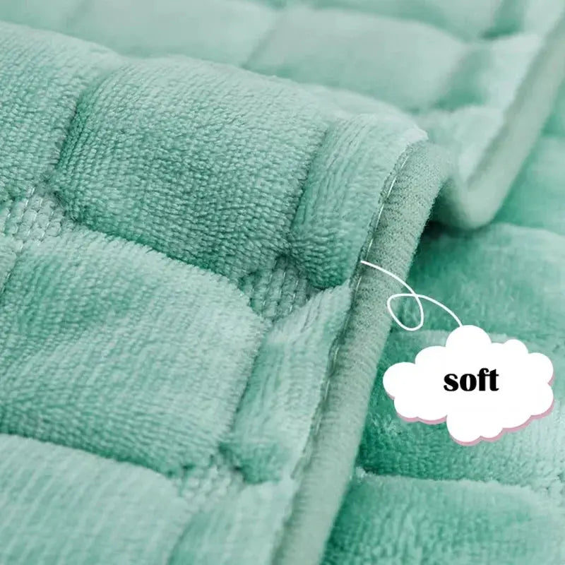 Sofa cushion cover in mint green flannel with plush thick padding and non-slip grip