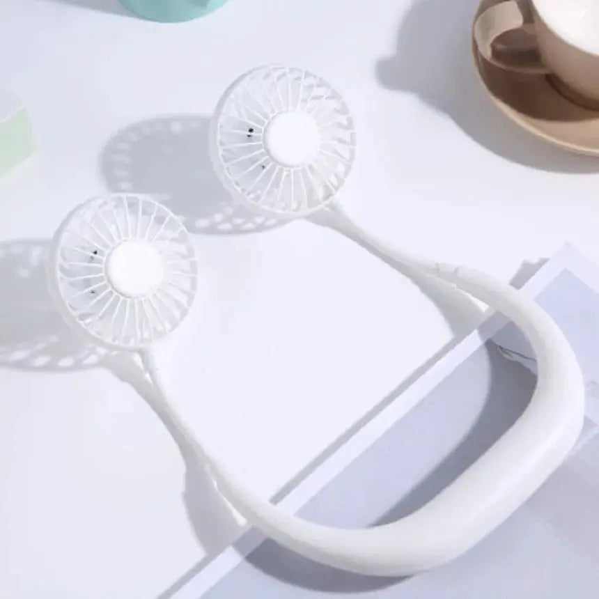 USB Portable Neck Fan Hands Free Dual Mini Sports Fan 3 Speed Adjustable Rechargeable 360 Degree Rotation