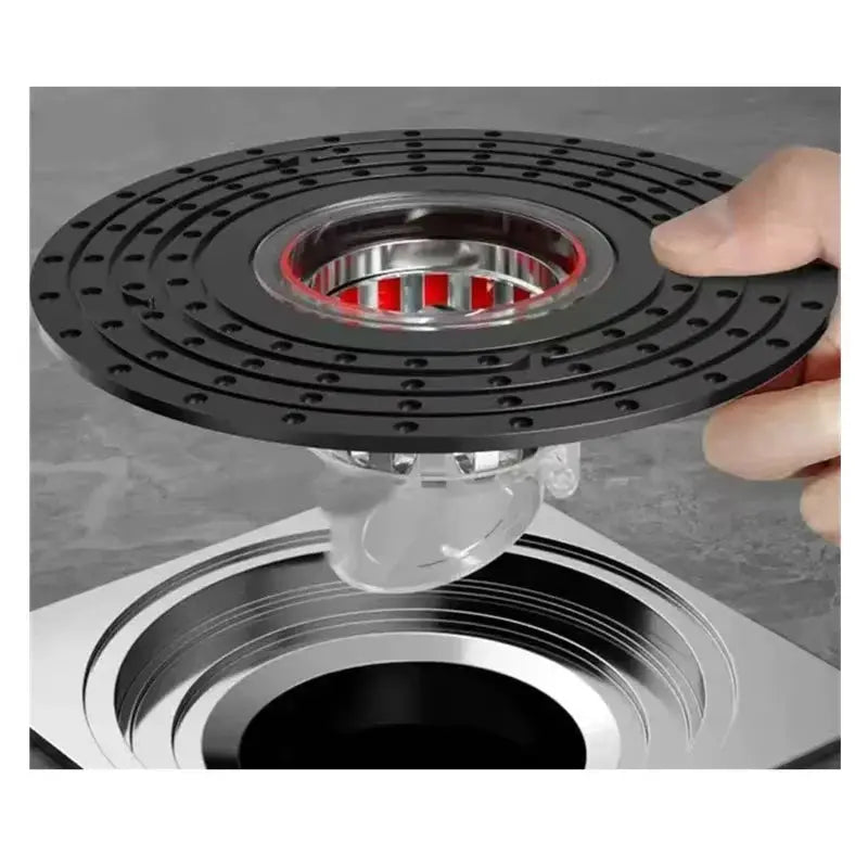 Floor drain core shower strainer cover, black ABS anti-odor plug with clear insert