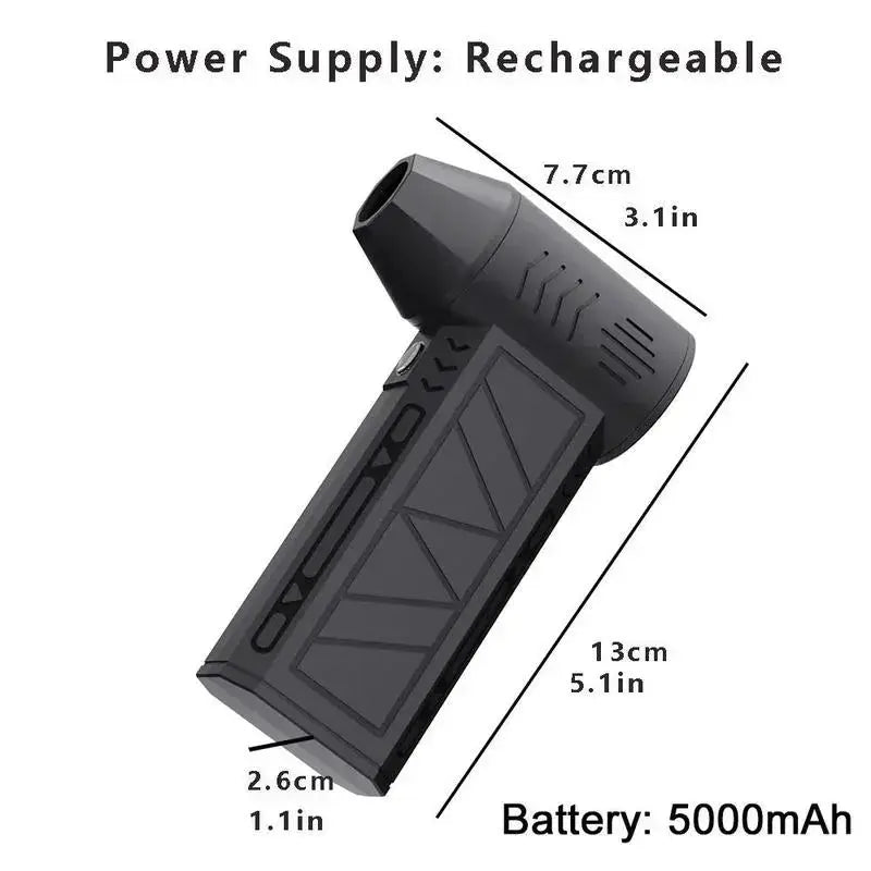 High Speed Handheld Multi Function Blower Fan Hair Dryer Balloon Inflator Air Mattress Camping Torch USB Rechargeable