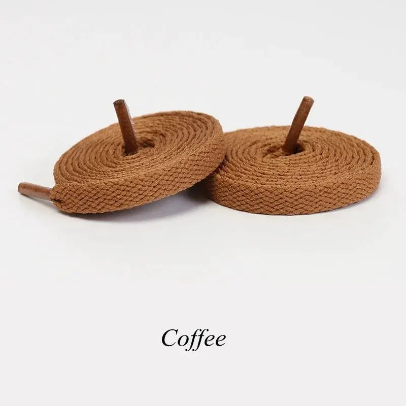 Flat coffee brown shoelaces, 1 pair, braided fabric for casual unisex shoes