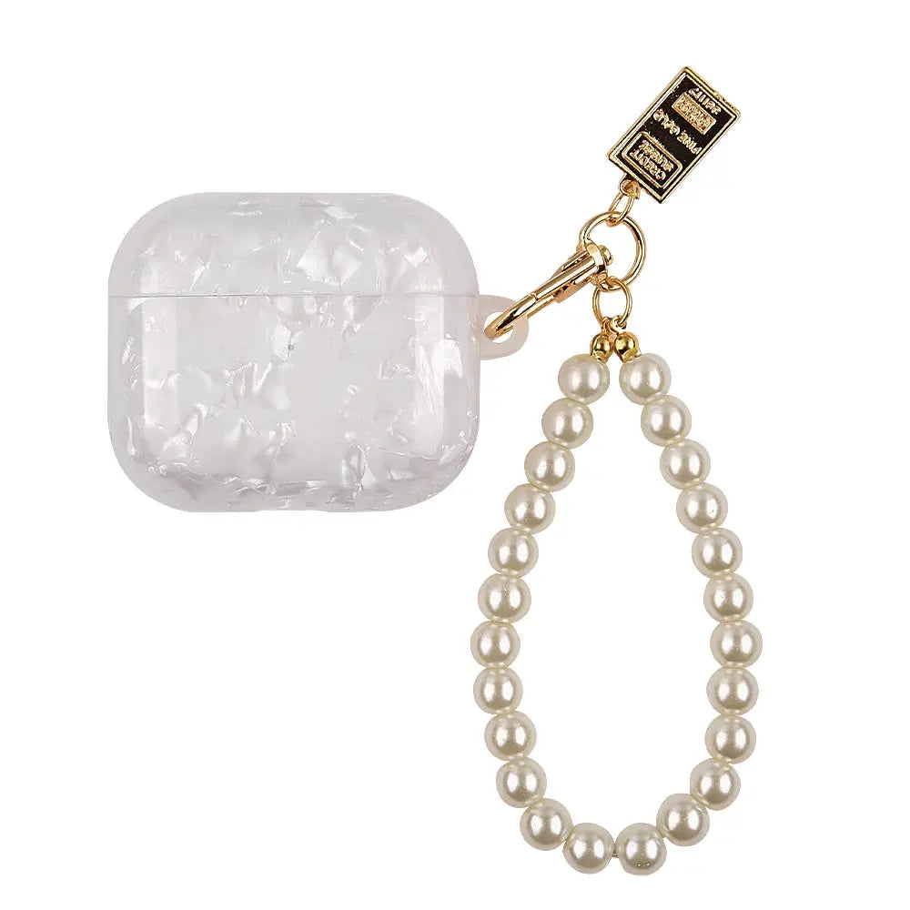 Leopard Girl AirPods Pro Case USB C 1 2 3 4 Soft Silicone Shockproof Cover With Pearl Shell Keychain