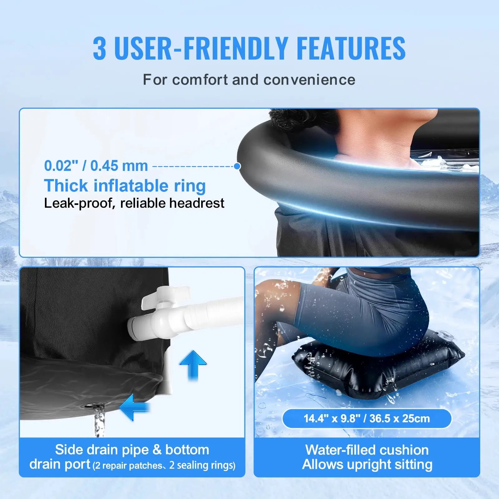SucceBuy Ice Bath Tub For Athletes Portable Cold Water Therapy Plunge Pool Inflatable Ice Bath