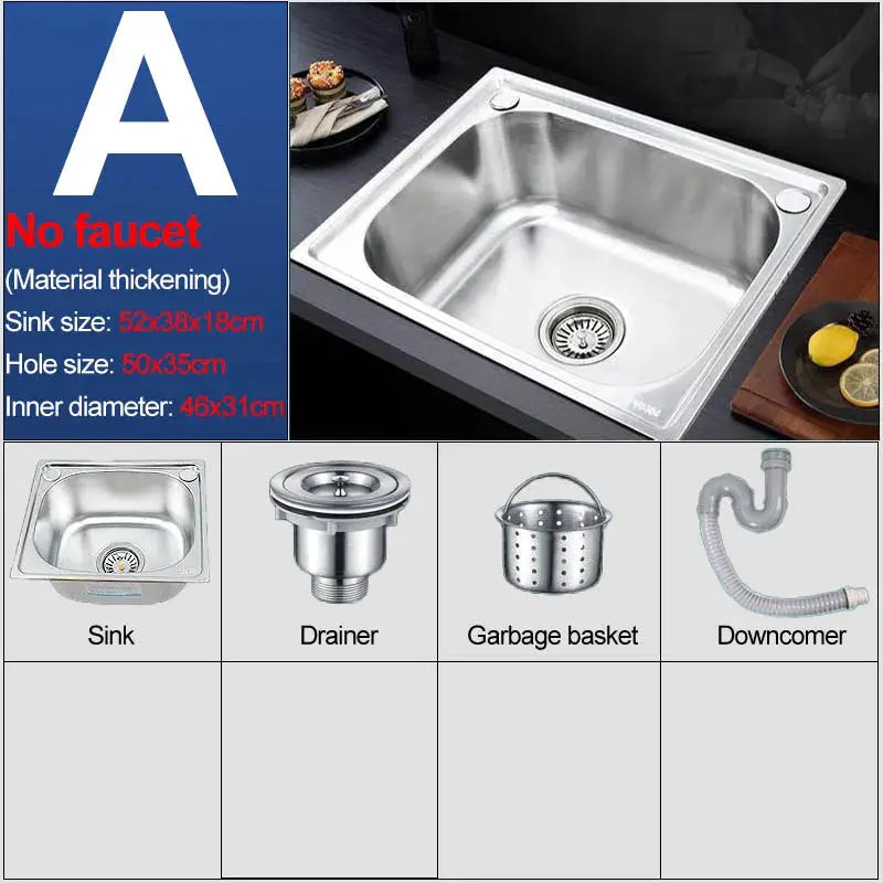 Wall-hung sink by Simples Market, 304 stainless steel with bracket; 4-piece set includes drain, basket and downcomer.