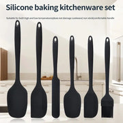Cream Color Silicone Kitchenware Six Piece Set With Scraper Spatula And Oil Brush For Baking And Cooking