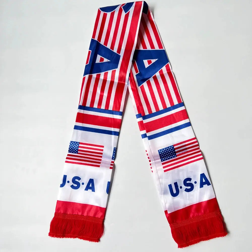 Double Sided Satin Scarf Flag USA Mexico Netherlands Iraq Haiti France