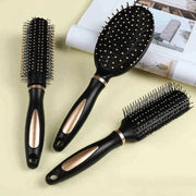 Air bag anti-static hair brush set, 3-piece by Simples Market with black plastic handles and gold trim
