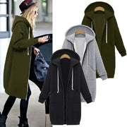 Thickened Hoodies For Women Maxi Length Parka Hoodie Insulated Winter Coat With Zipper Pockets