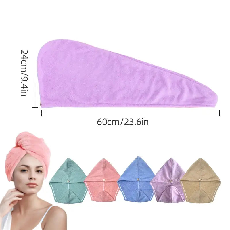 Microfiber Hair Towel Wrap For Women Shower Spa Head Turban Drying Hair Quick Dry Absorbent