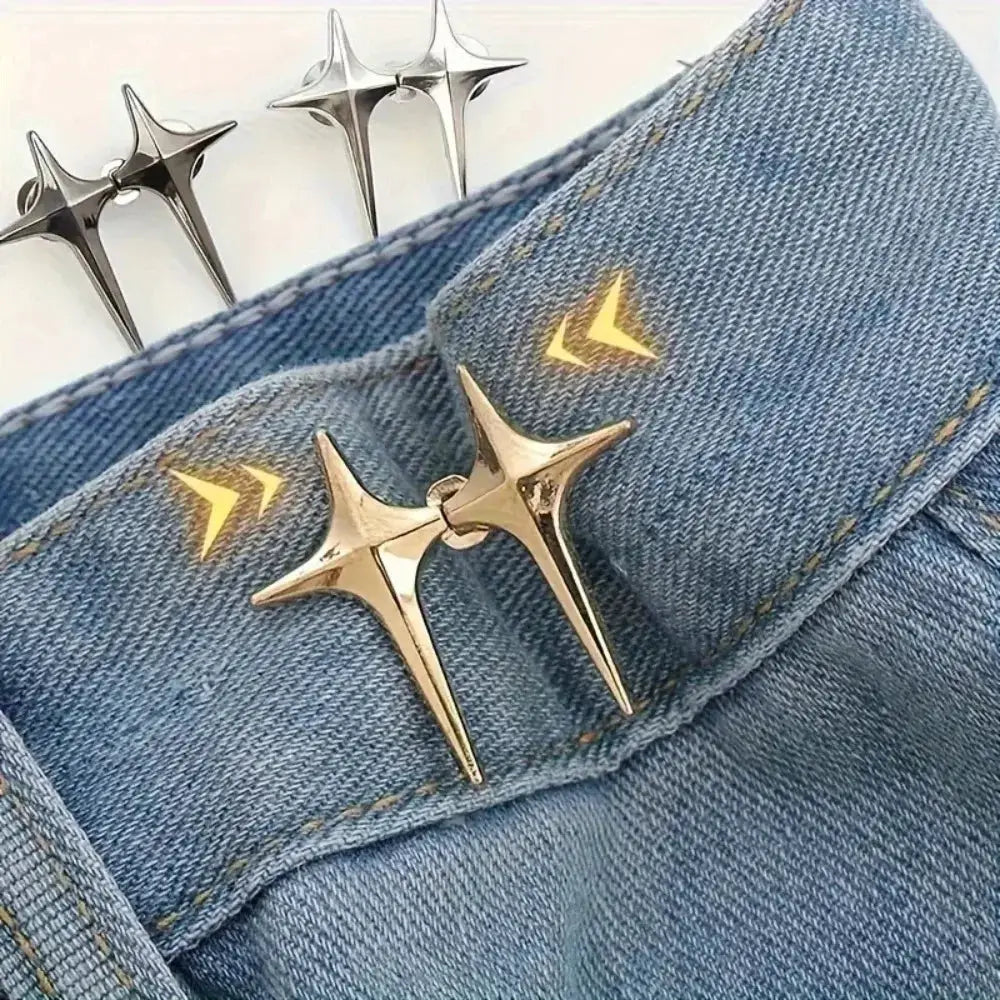 StarWear Star Shaped Waist Buckle Decorative Detachable Buttons No Sew Waist Adjustment Quick Easy Fit Zinc Alloy