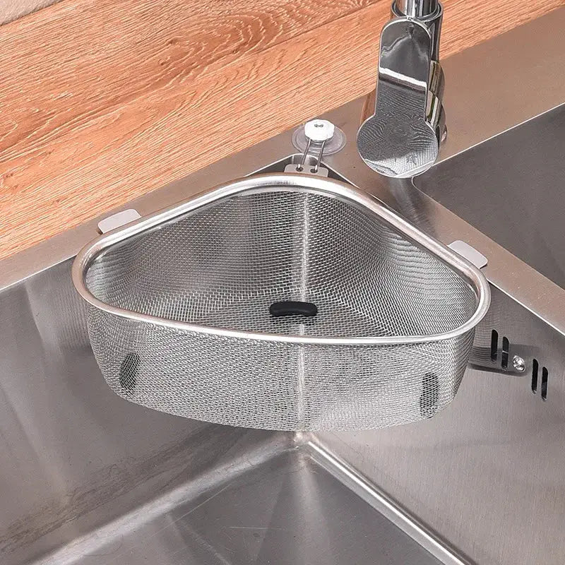 Stainless Steel Triangle Sink Drain Basket Kitchen Organizer For Food Washing Vegetables Eggs Storage