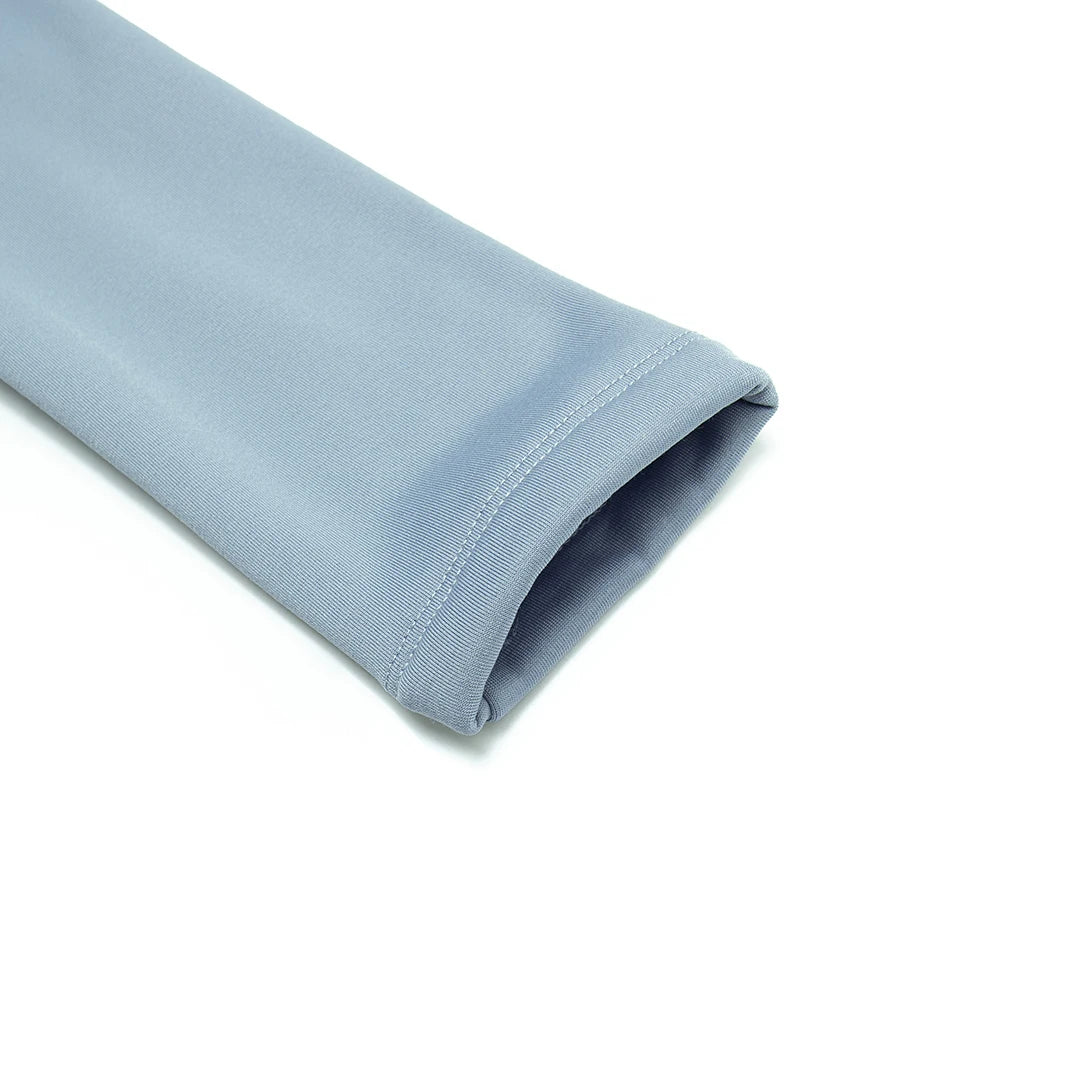YKYWBIKE cycling jersey sleeve, light blue fabric with stitched cuff