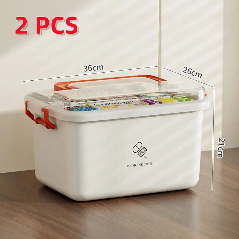 Large Capacity Portable Medicine Box With Multi Layer Storage For Home First Aid And Family Emergency Kit