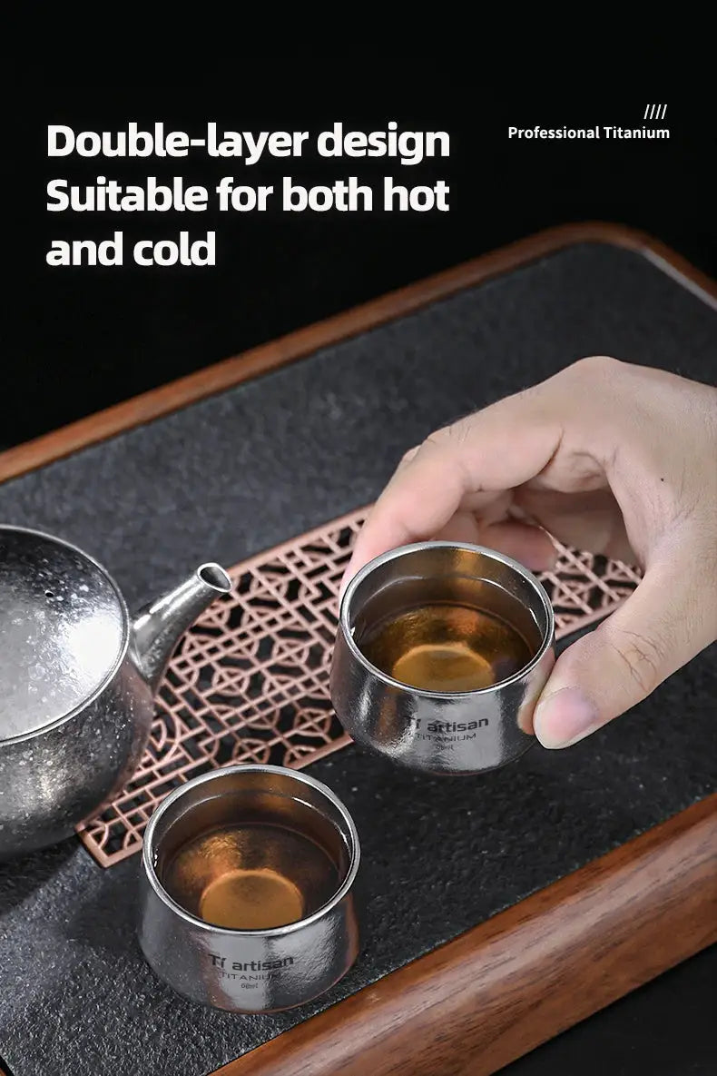 Tiartisan titanium 80ml double-layer gourd teacups for outdoor camping ultralight mugs (2)