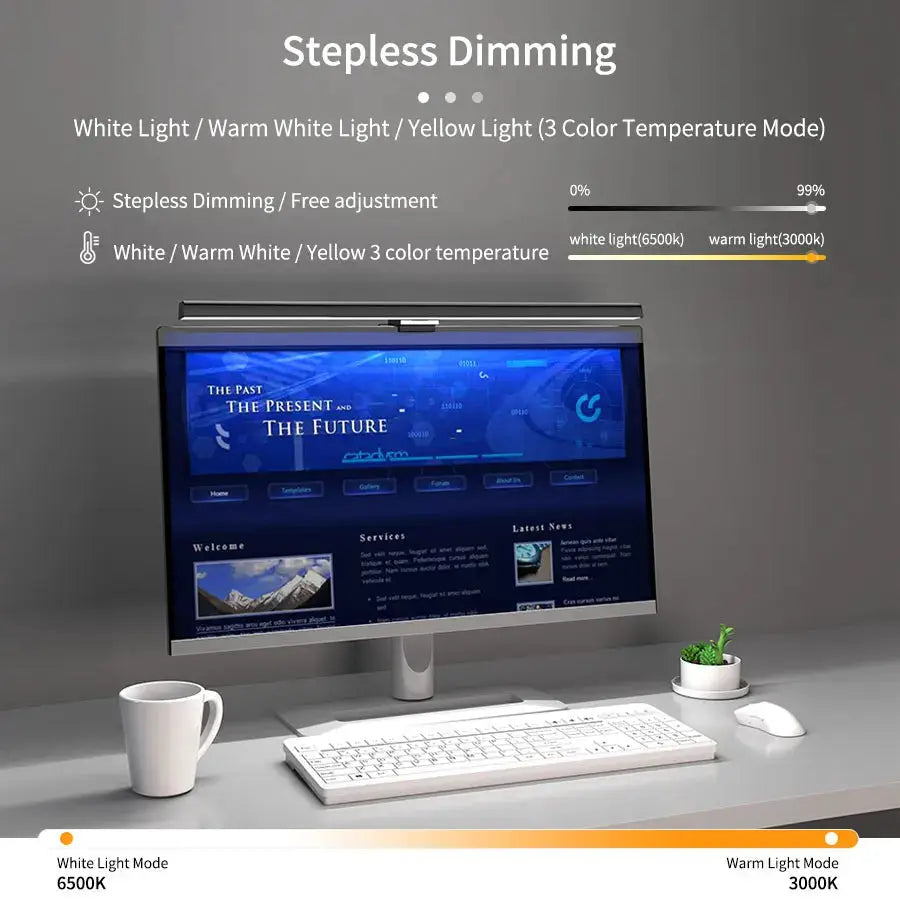 50cm monitor light bar with stepless dimming and 3 color temperatures for study and reading
