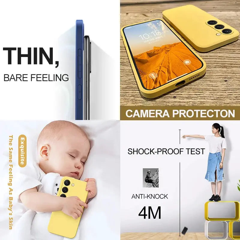 Simples Market S26/S25 Ultra Square Liquid Silicone case in yellow for Samsung Galaxy S26/S25/S24/S23/S22 Ultra.