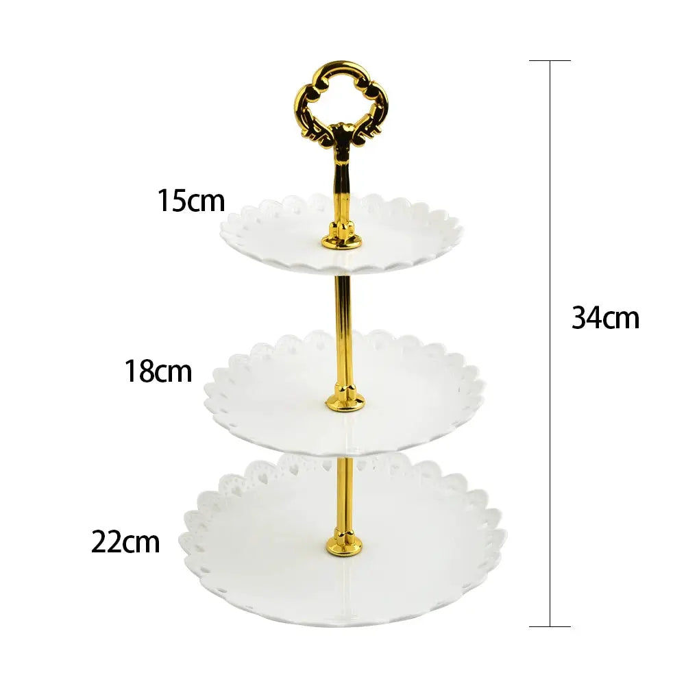3 Tier Cake Stand Dessert Tray Display For Birthday Party Wedding Eco Friendly ABS Plastic