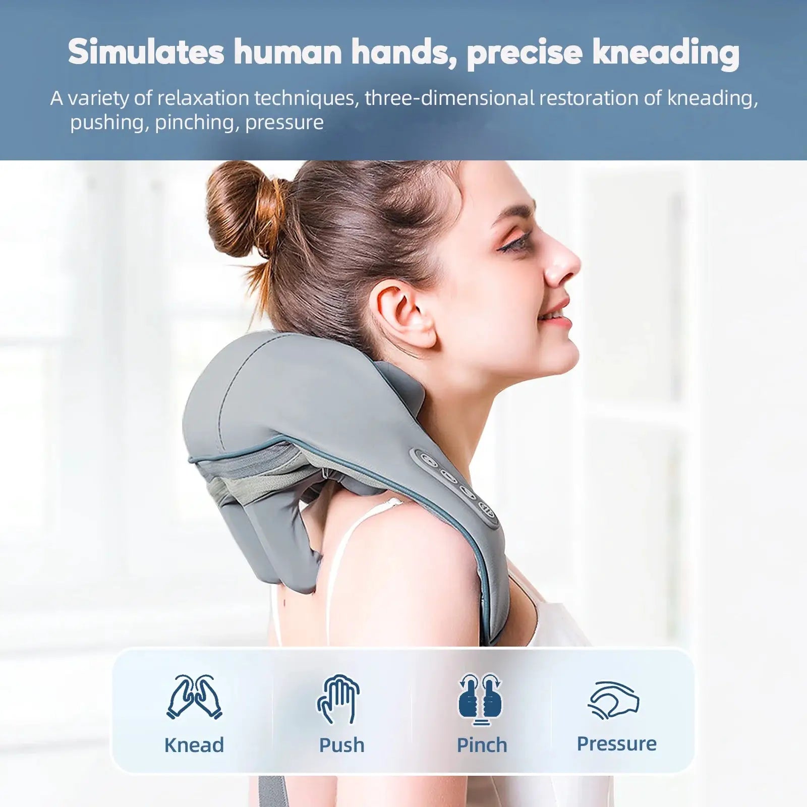 Foreverlily neck and shoulder massager by Simples Market, gray wireless kneading shawl.