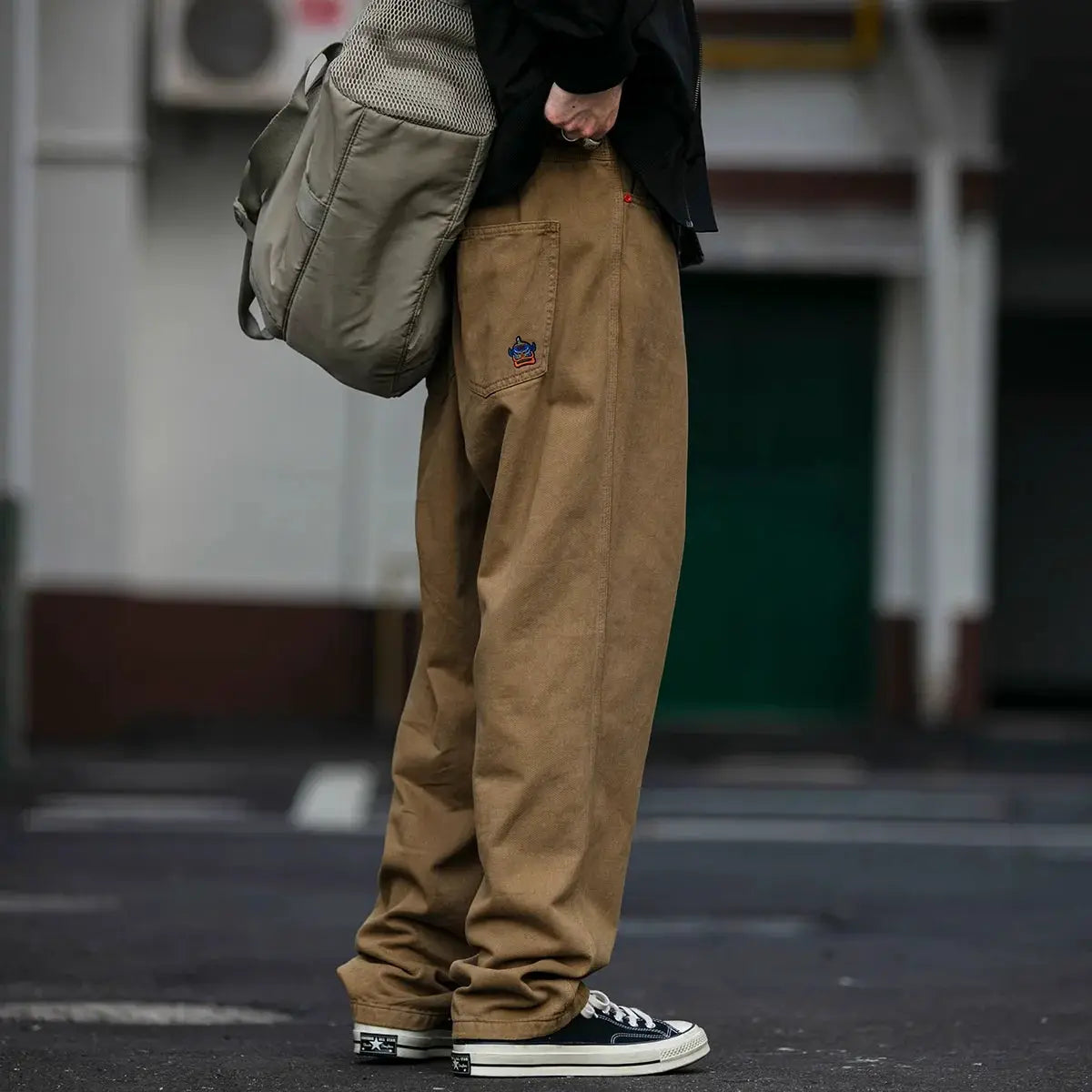 Cargo pants for men, tan Simples Market, baggy straight-leg style