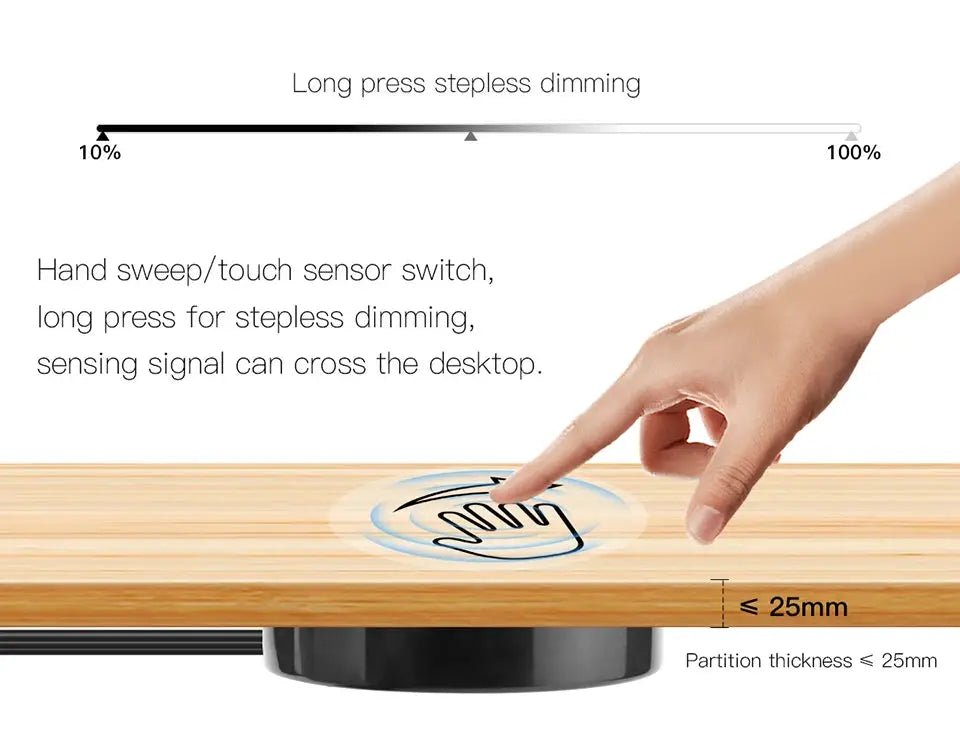 Penetrable wood-panel touch dimmer switch with hand-sweep sensor for under-cabinet LED lighting by Simples Market 12V