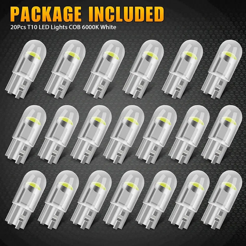 T10 W5W LED Car Bulbs Canbus COB 6000K White Blue Red Reading Dome Lamp Marker License Plate 12V 168 194 192