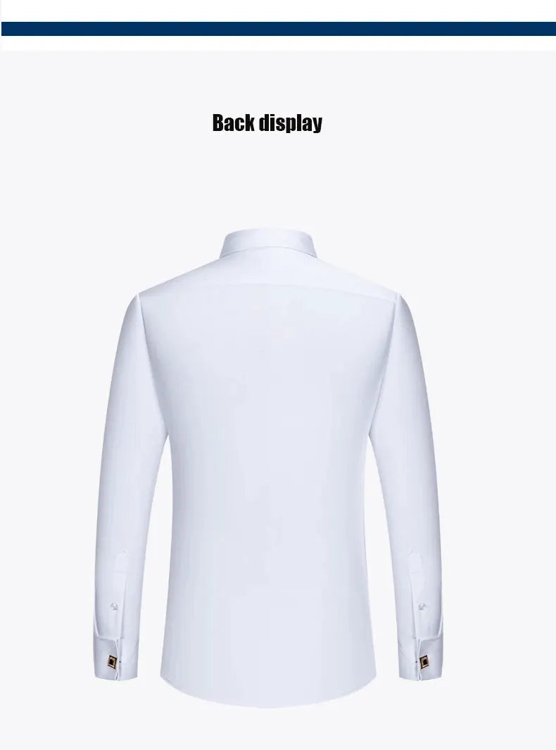 White dress shirt back view by Simples Market, long-sleeve with classic collar