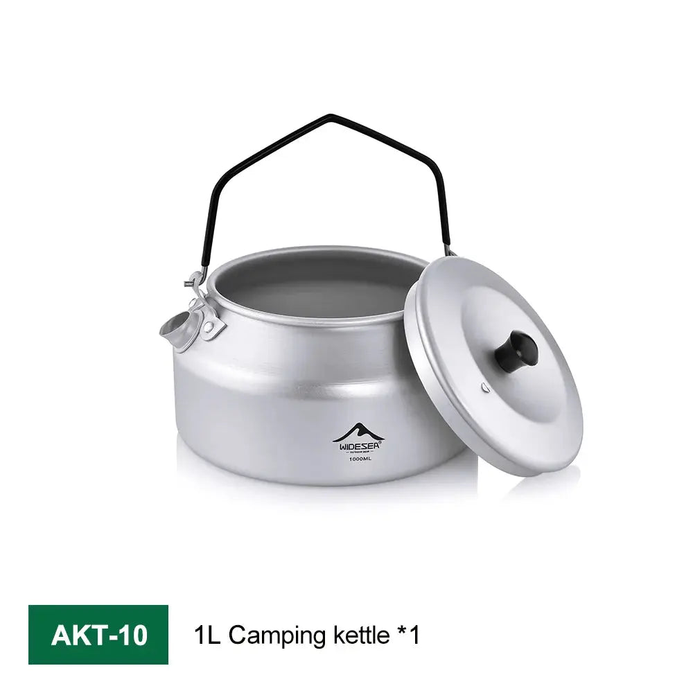 Widesea 1L Pure Aluminum Camping Kettle Portable Short Mouth Design With Removable Handle For Quick Boiling Outdoors