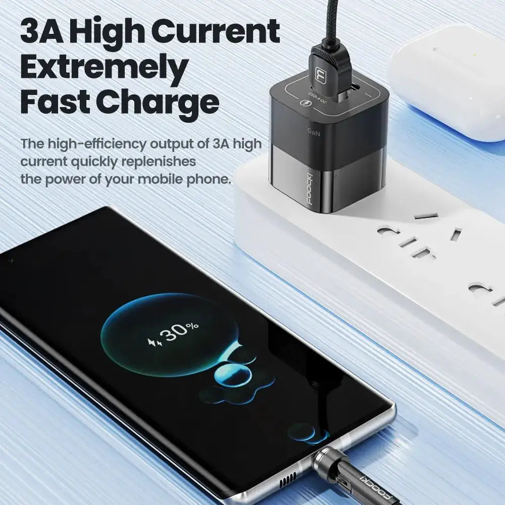 Toocki 540 rotate magnetic USB-C charging cable, black magnet tip, Simples Market, 3A fast charge