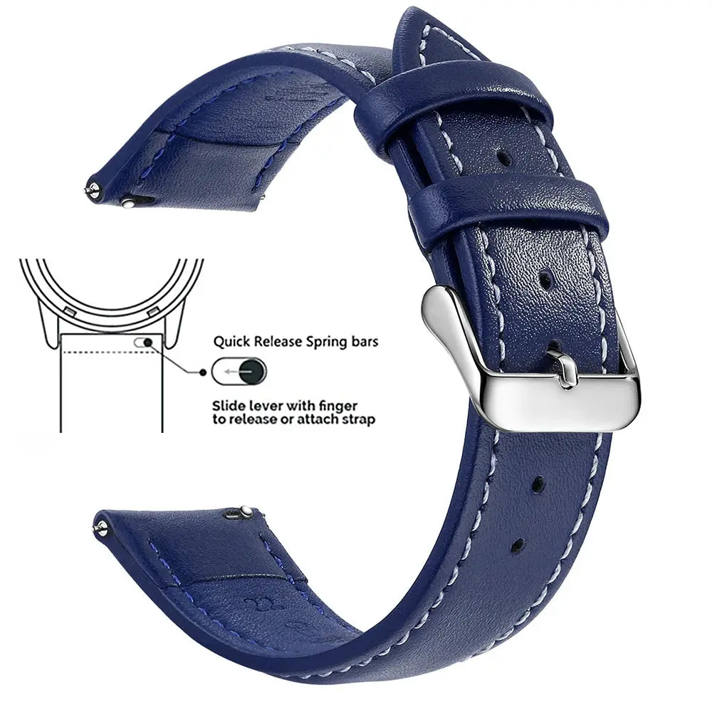 Timely Top Grain Genuine Leather Watch Band Quick Release For Easy Swaps Fits 12 To 24 Mm