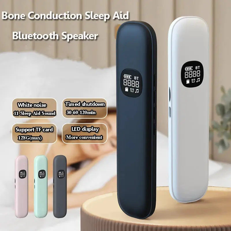 Bone conduction sleep-aid Bluetooth speaker set; 6 color variants in black, white and pastel hues