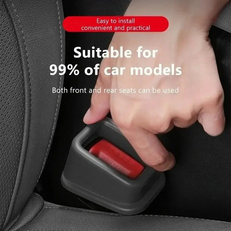 Car seat belt slot fixer 2pcs by Simples Market, gray silicone anti-slip buckle holders for car interior.