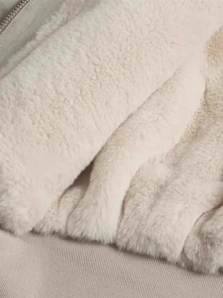 Mauroicardi padded jacket with cream faux fur lining, oversized canvas outer by Simples Market
