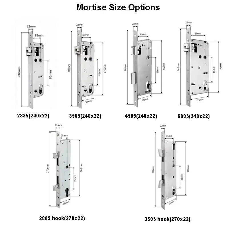 Simples Market Slim 2.8cm waterproof sliding door smart lock with 6 mortise options