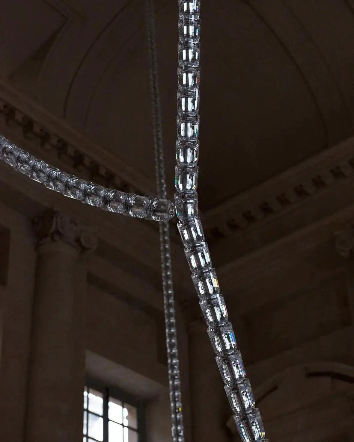 Multi-strand necklace chandelier ceiling light with crystal acrylic beads, adjustable length, Simples Market