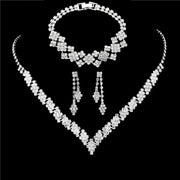 Silver Plated Rhinestone Folding Tassel Jewelry Set Necklace And Earrings For Wedding Gift