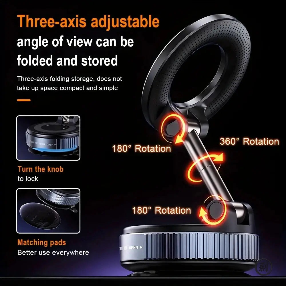 Magnetic Car Phone Holder Foldable 360 Degree Vacuum Mount Universal