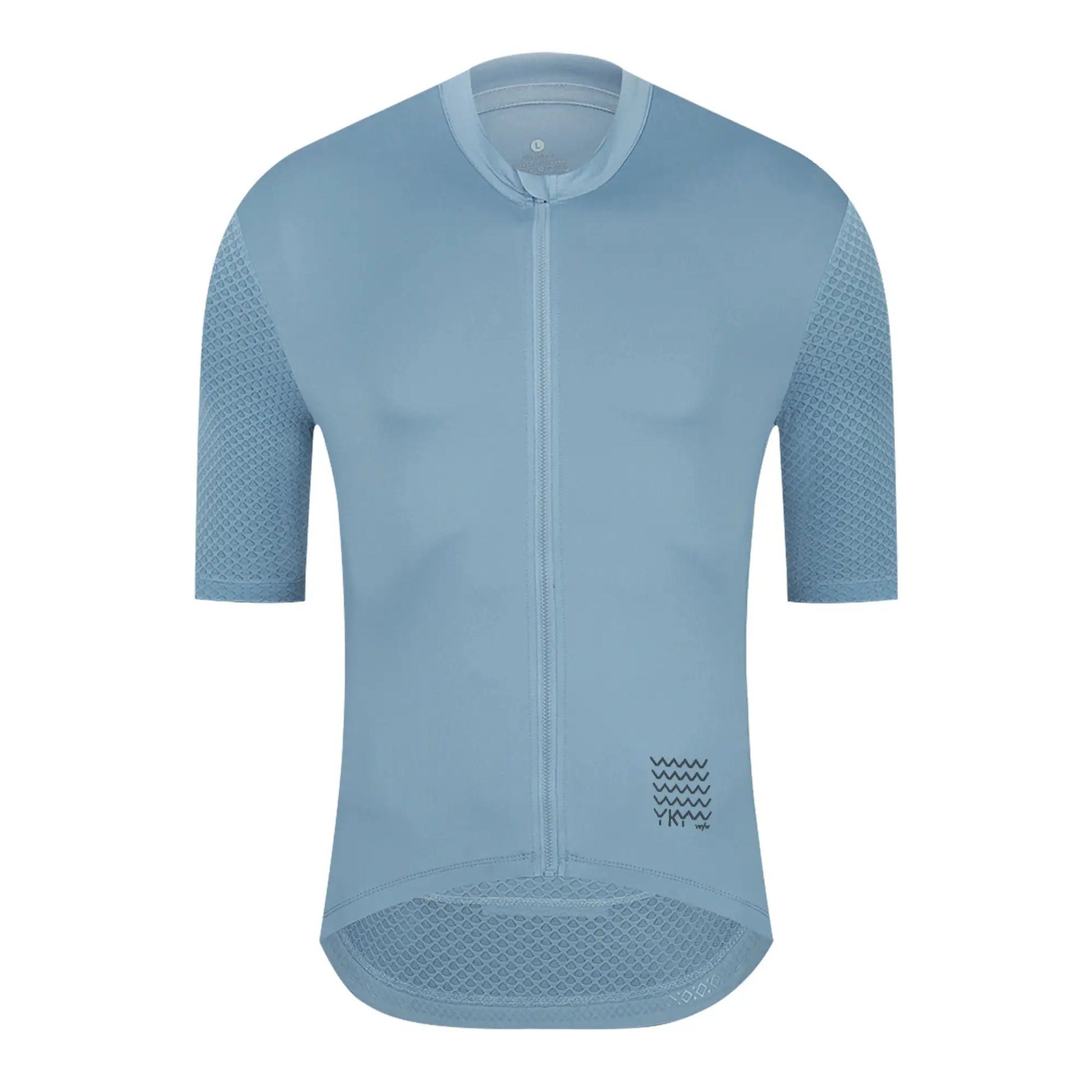 Simples Market YKYWBIKE men's cycling jersey, light blue with front zipper and mesh-panel short sleeves