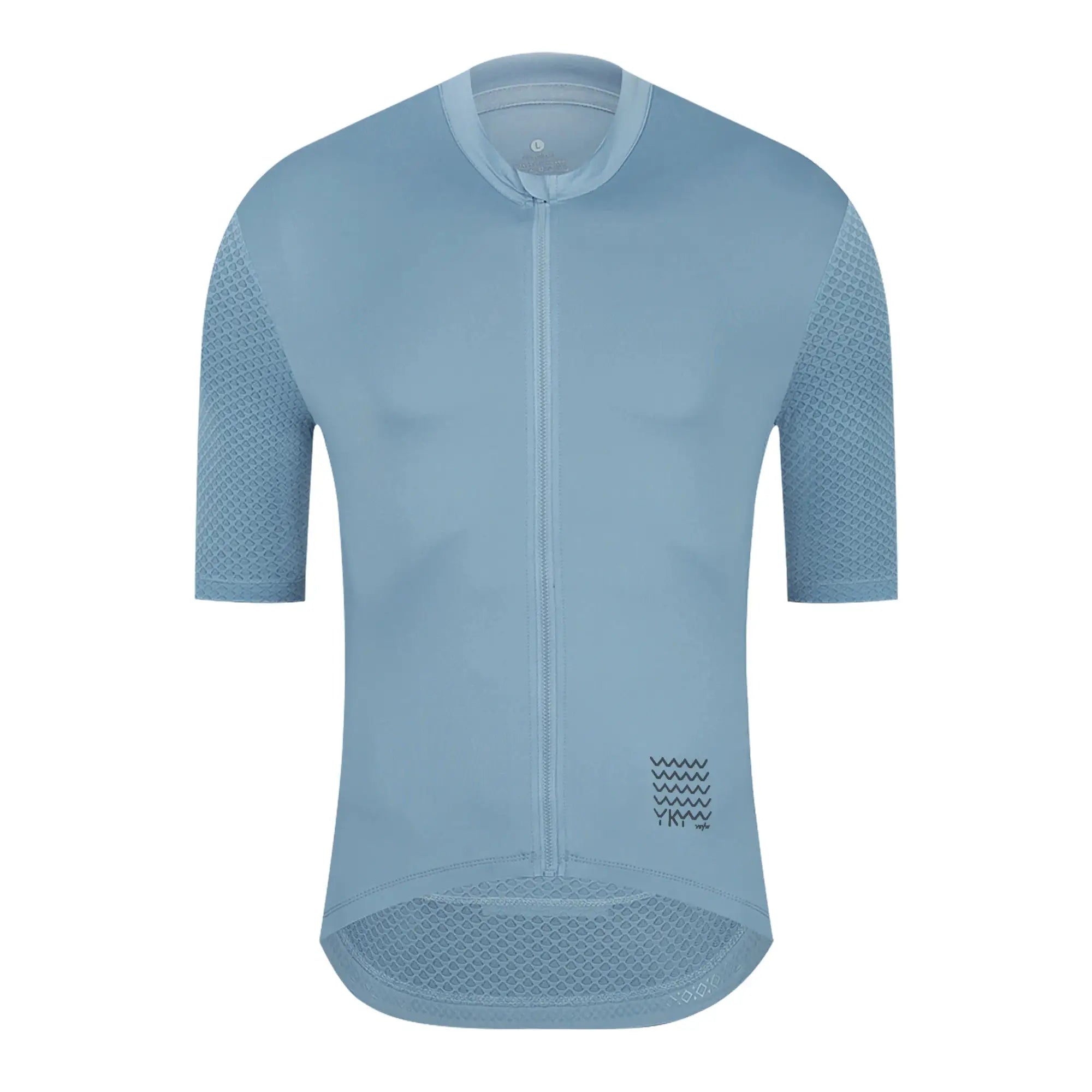 Simples Market YKYWBIKE men's cycling jersey, light blue with front zipper and mesh-panel short sleeves