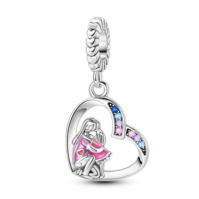 925 Sterling Silver Charms Bead Pink Butterfly Luminous Firefly Dangle Fit Bangle Bracelet Necklace DIY Jewelry