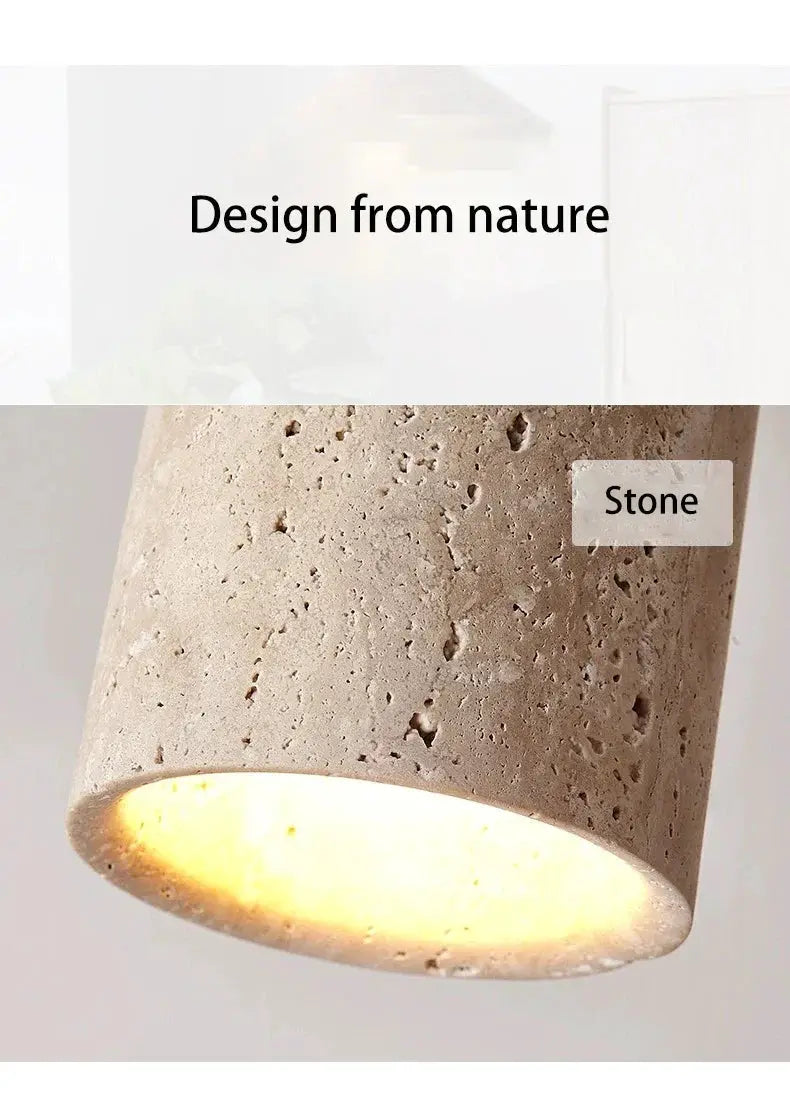 Stone-textured cylindrical LED ceiling light; round surface-mounted downlight with warm glow