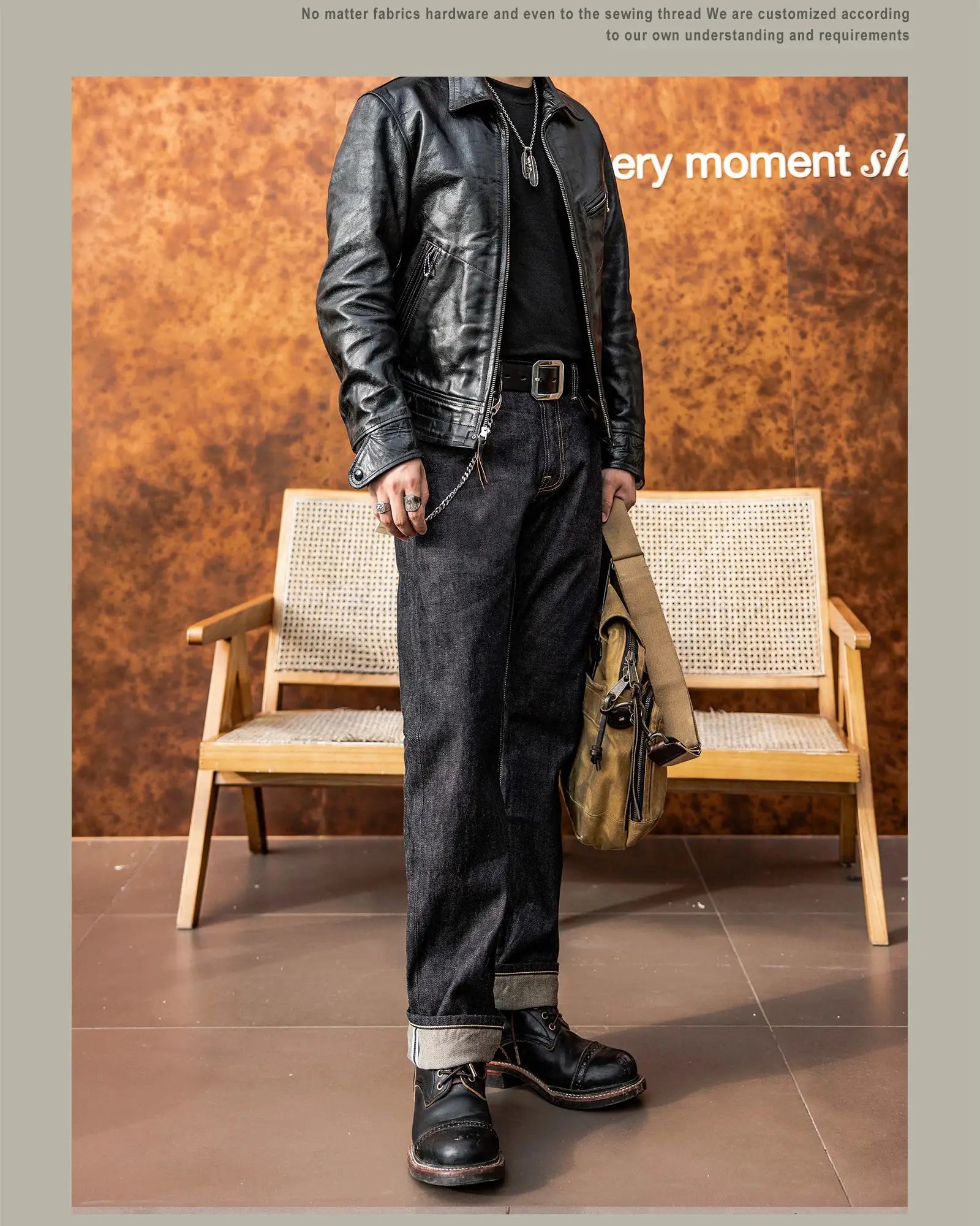 Simples Market Red Tornado jeans, men's dark denim, loose straight fit, 12oz selvedge.